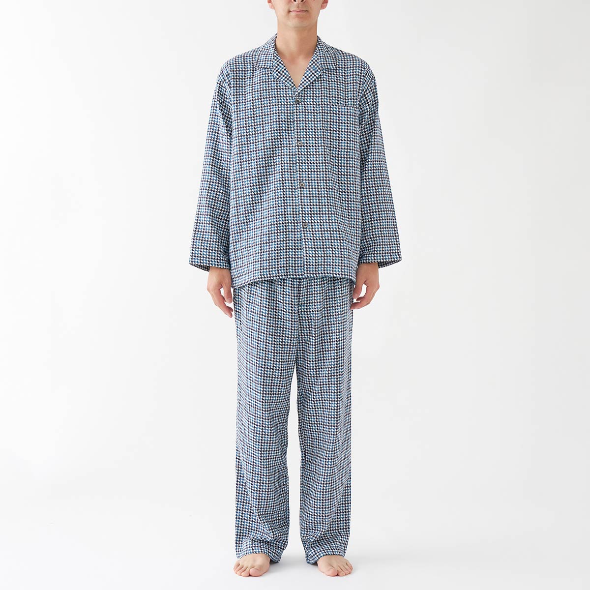 Sサイズ】HOUSE WEAR STUDIO 綿100％ 2重ガーゼ裏起毛 千鳥チェック 前