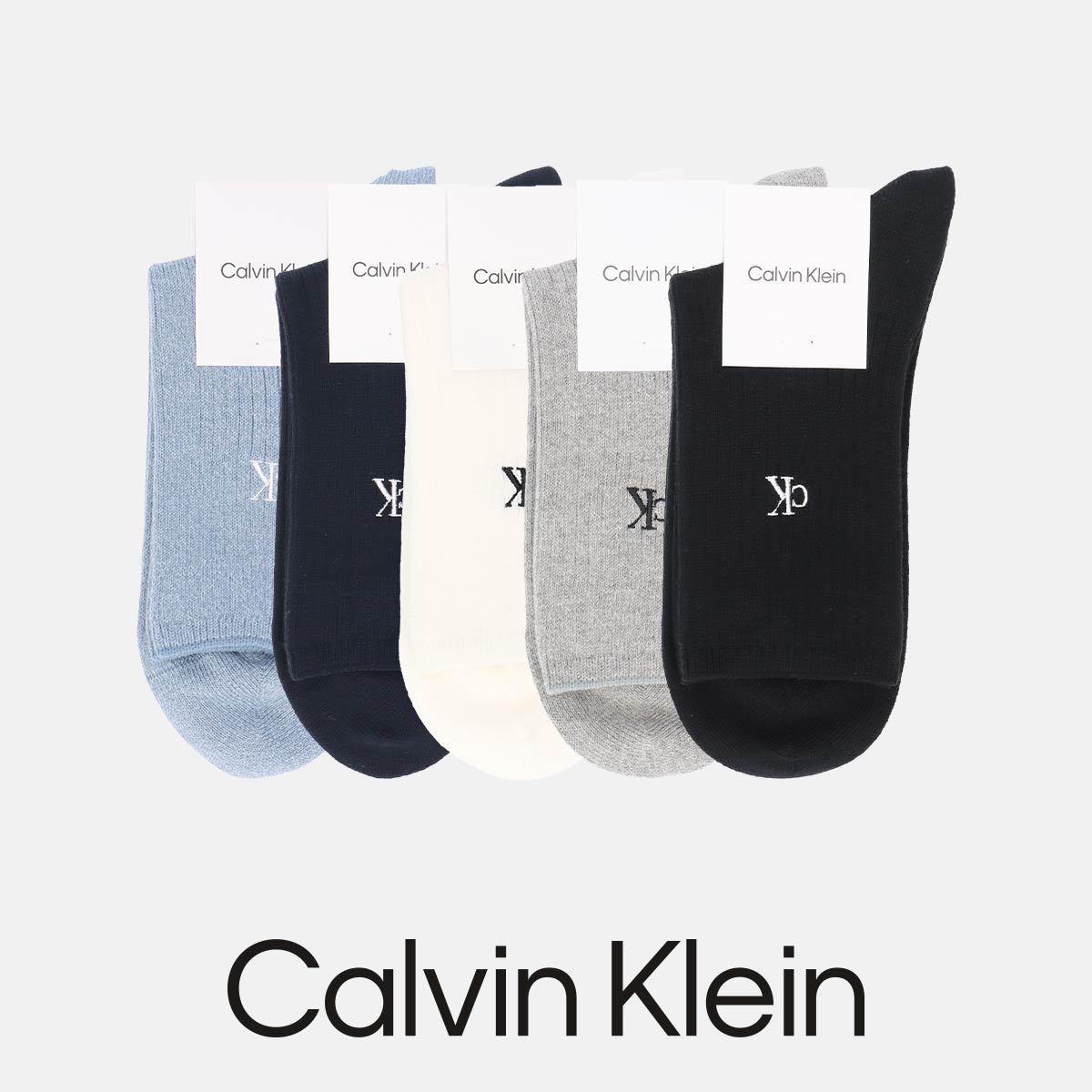 Calvin Klein CKロゴ刺しゅう 18cm丈 クルー丈 ソックス レディース