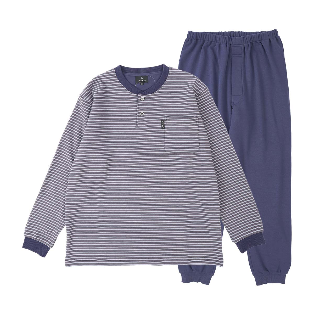 LANVIN COLLECTION パジャマ 上下セット 裏シャギー ボーダー 長袖