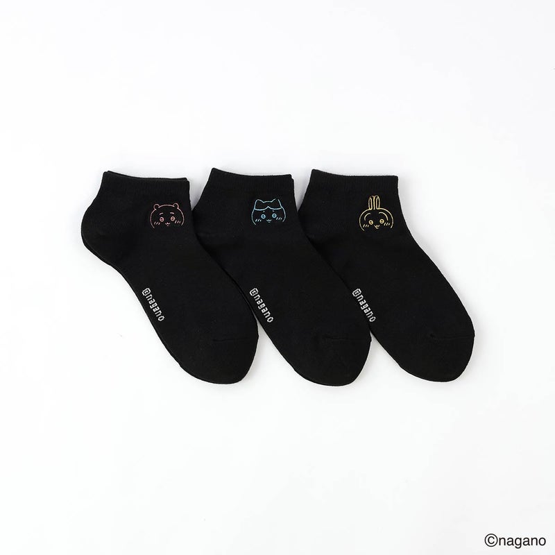 【3足セット】ちいかわフェイスちいかわハチワレうさぎスニーカー丈ソックスキッズ94153241
