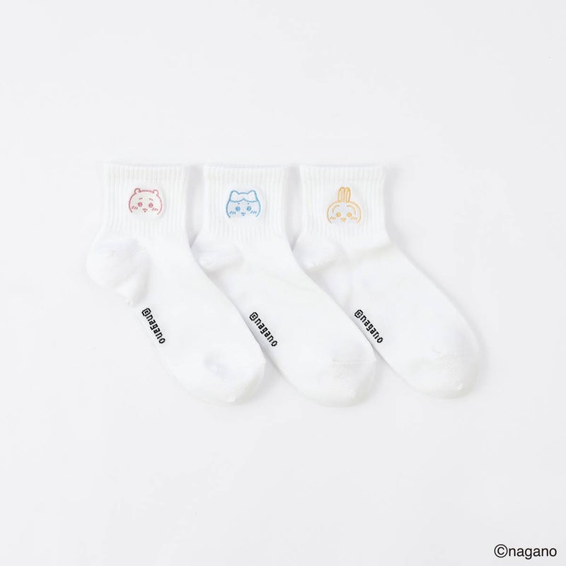 【3足セット】ちいかわフェイスちいかわハチワレうさぎショート丈ソックスキッズ94153242