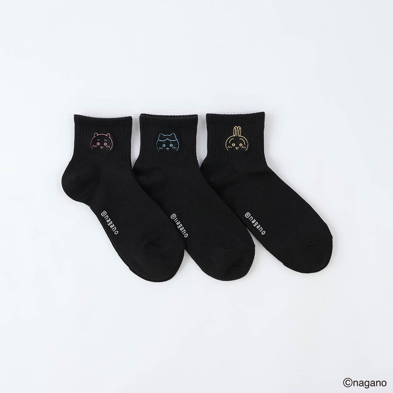 【3足セット】ちいかわフェイスちいかわハチワレうさぎショート丈ソックスキッズ94153242