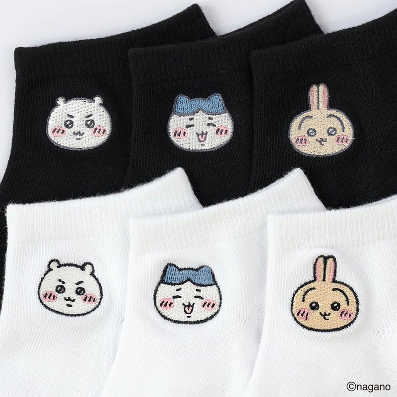 【3足セット】ちいかわワンポイント刺繍ちいかわハチワレうさぎスニーカー丈ソックスキッズ94153247
