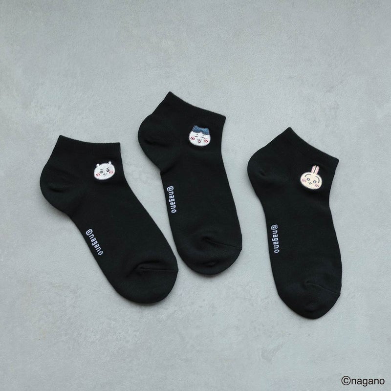 【3足セット】ちいかわワンポイント刺繍ちいかわハチワレうさぎスニーカー丈ソックスキッズ94153247