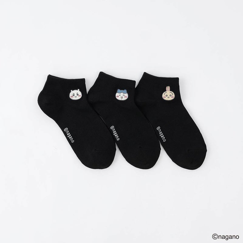 【3足セット】ちいかわワンポイント刺繍ちいかわハチワレうさぎスニーカー丈ソックスキッズ94153247
