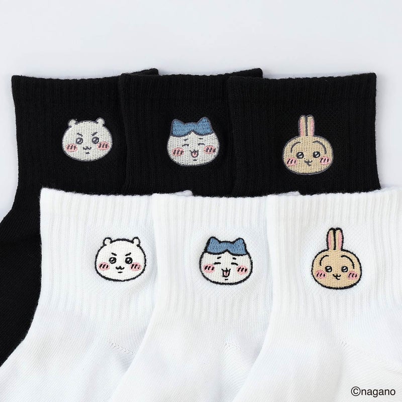 【3足セット】ちいかわワンポイント刺繍ちいかわハチワレうさぎショート丈ソックスキッズ94153248