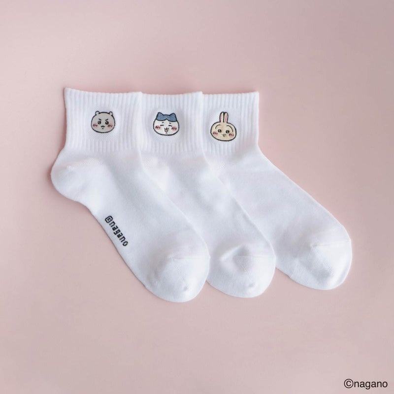 【3足セット】ちいかわワンポイント刺繍ちいかわハチワレうさぎショート丈ソックスキッズ94153248