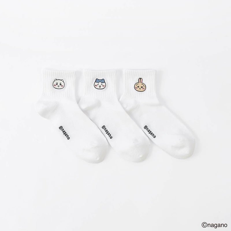 【3足セット】ちいかわワンポイント刺繍ちいかわハチワレうさぎショート丈ソックスキッズ94153248
